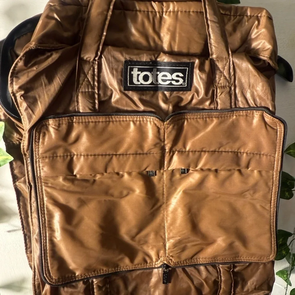 Totes Brown Backpack Quilted Durable Design